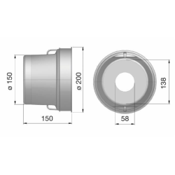 CONTROCUFFIA IN PLASTICA Ø 200 LUNGHEZZA 150 MM
