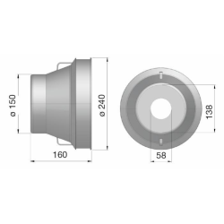 CONTROCUFFIA IN PLASTICA Ø240 LUNGHEZZA 160 MM