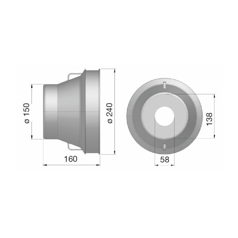 CONTROCUFFIA IN PLASTICA Ø240 LUNGHEZZA 160 MM