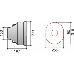 CONTROCUFFIA OVALE PLASTICA ø310X265 LUNGHEZZA 187 MM
