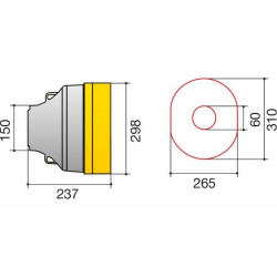 CONTROCUFFIA OVALE PLASTICA ø310X265 LUNGHEZZA 237 MM