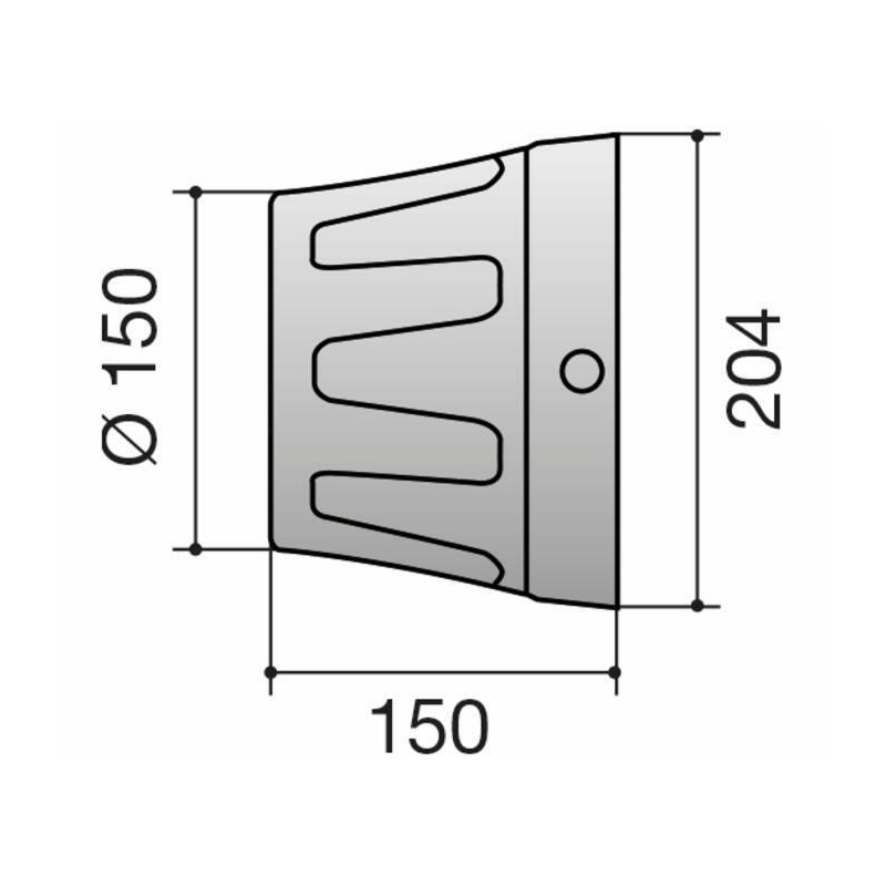 CONTROCUFFIA OVALE PLASTICA ø234X140 LUNGHEZZA 150 MM