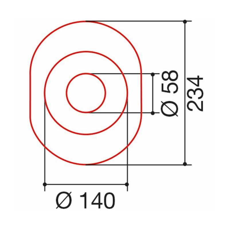 COPERCHIO PER CONTROCUFFIA OVALE ø234X140 SPESSORE 3 MM
